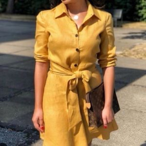 Zara yellow Linen dress - Picture 6 of 6
